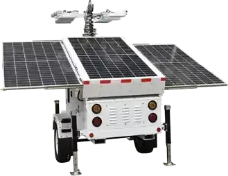 Solar powered lighting trailer with mast