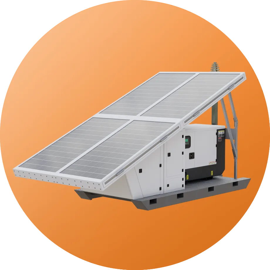a skid mounted solar system with diesel backup generator