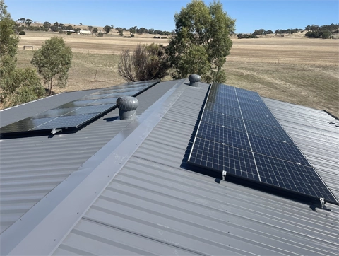 solar panels on a roof in an off grid energy for remote application